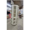 Image 1 : Cream-Colored Corner Curio Cabinet with Glass Doors and Gold Trim 84 x 24 x 24"