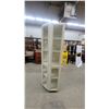 Image 2 : Cream-Colored Corner Curio Cabinet with Glass Doors and Gold Trim 84 x 24 x 24"