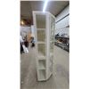 Image 5 : Cream-Colored Corner Curio Cabinet with Glass Doors and Gold Trim 84 x 24 x 24"