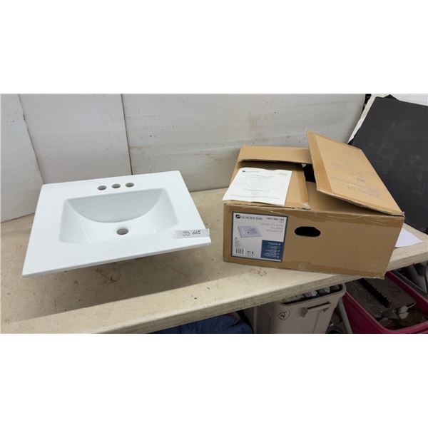 New Glacier Bay Retro Square Drop-In Sink in White, Model 13-0078-4W-GB, 21 x 18"