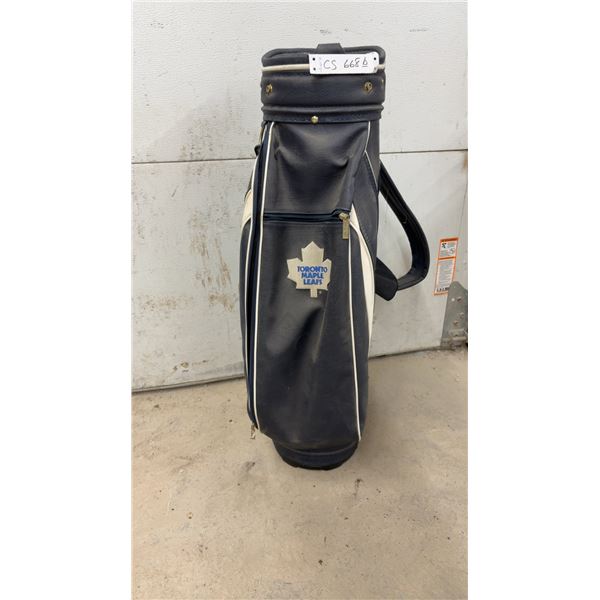 Toronto Maple Leafs Navy Blue Faux Leather Golf Bag with Shoulder Strap