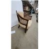Image 2 : Vintage Tufted Barrel Accent Chair with Cane Webbing Sides and Wood Frame