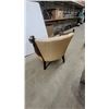 Image 4 : Vintage Tufted Barrel Accent Chair with Cane Webbing Sides and Wood Frame