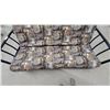 Image 3 : Black Metal Frame Futon with Racing-Themed Checkered Flag and Vintage Car Patterned Mattress