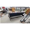 Image 5 : Black Metal Frame Futon with Racing-Themed Checkered Flag and Vintage Car Patterned Mattress