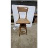Image 1 : Vintage Wooden Swivel Drafting Chair with Four-Leg Base