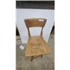 Image 2 : Vintage Wooden Swivel Drafting Chair with Four-Leg Base