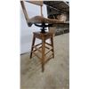Image 3 : Vintage Wooden Swivel Drafting Chair with Four-Leg Base