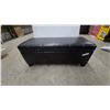 Image 1 : Black Faux Leather Upholstered Storage Bench with Stitched Paneling and Hinged Lid 17 x 17 x 43"