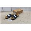 Image 1 : New Naot Brad Men's Two-Strap Slide Sandals in Dark Grey Suede, Size EU 42, Cork Footbed