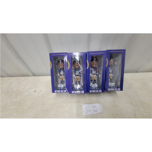 Ontaria Wilson #80 Winnipeg Blue Bombers Limited Edition Bobbleheads, Lot of 4
