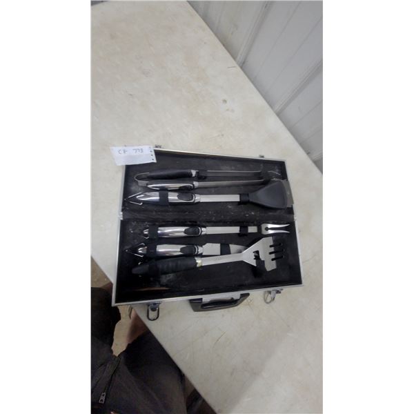 Five-Piece Stainless Steel Barbecue Tool Set in Aluminum Carrying Case