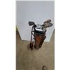 Image 1 : Vintage Golf Club Set with Woods and Irons in Brown Leather Carry Bag 6x Clubs R Handed
