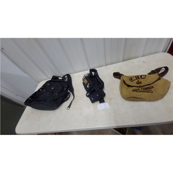 Mercedes-Benz Backpack, Amuesen Tactical Sling Bag, and CBC Radio-Canada Canvas Bag
