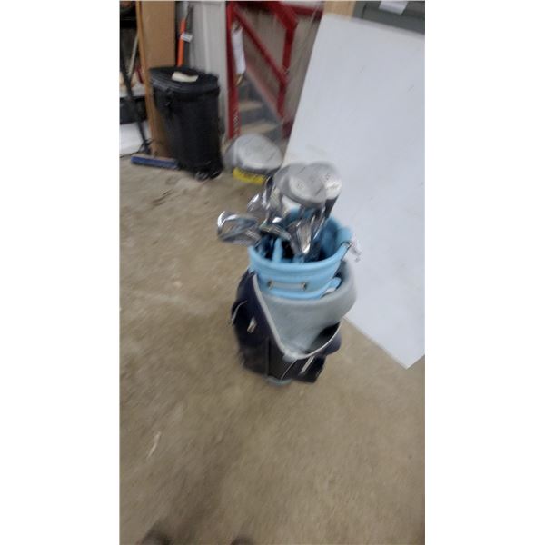 Power Bilt Golf Clubs 12x with Blue Cart-Style Golf Bag