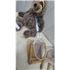 Image 3 : Vintage Martin Wooden Badminton Racket with Wooden Racket Press, Stuffed Sloth