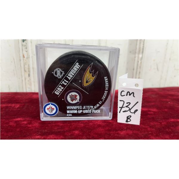 Official Winnipeg Jets Vs Anaheim Ducks Warm Up Puck