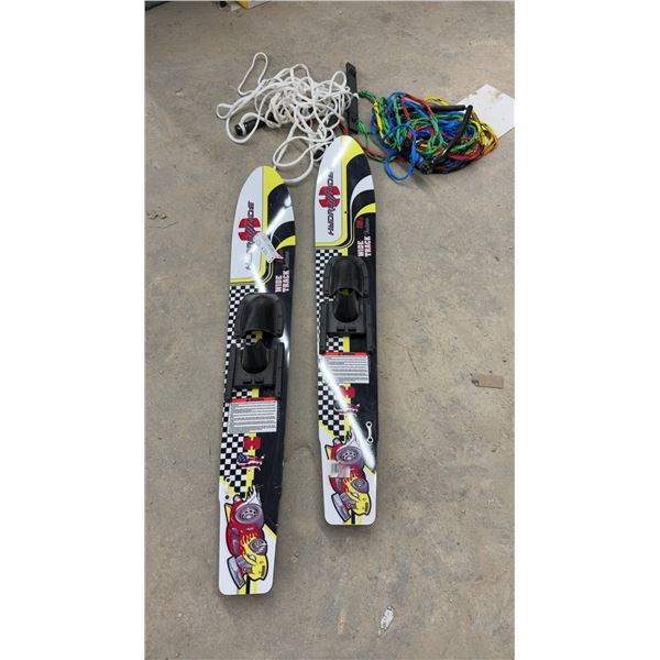 Hydroslide Wide Track Trainers 116 Centimeter Water Skis with Tow Ropes and More