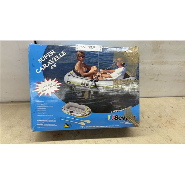 Sevylor Super Caravelle 6'6" Inflatable Boat XR56GTXK-7 with Oars and Pump