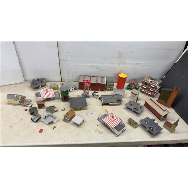 HO Scale Model Train Buildings and Structures with Houses, Shops, Silo, and More