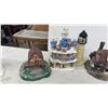 Image 3 : Collection of Miniature Village Houses, Lighthouse, Train Cars, and More (12 Pieces)