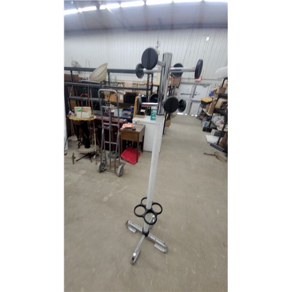 Chrome and White Coat Stand with Black Disc Hooks