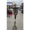 Image 2 : Vintage Ornate Bronze Torchère Floor Lamp with Fluted Column and Decorative Base Repurpose