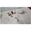 Image 1 : Collection of Decorative Figurines, Shed Antler Fragment, Carved Fish, and More