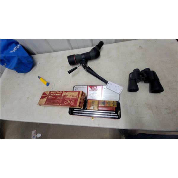 Outers Shotgun Cleaning Kit No. 478, Bushnell Sentry Spotting Scope with Tripod, Binoculars