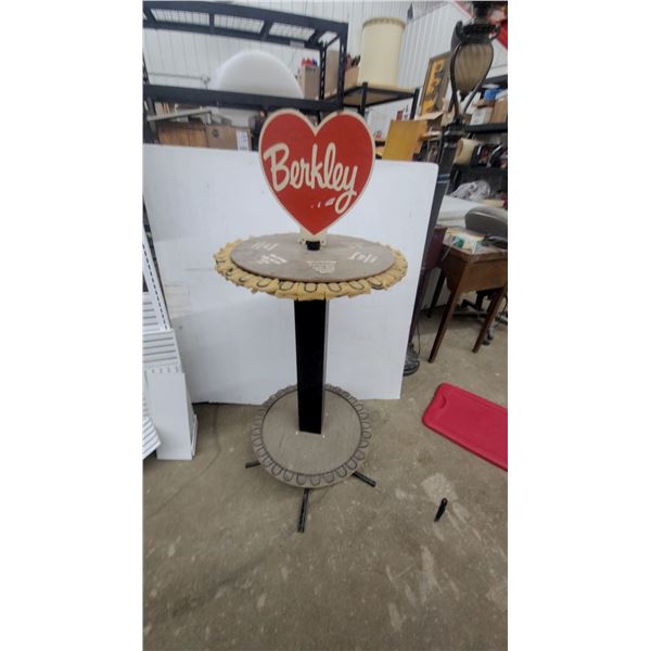 Vintage Berkley Two-Tier Rotating Fishing Rod Retail Display Stand with Heart Logo 50" Hgt.