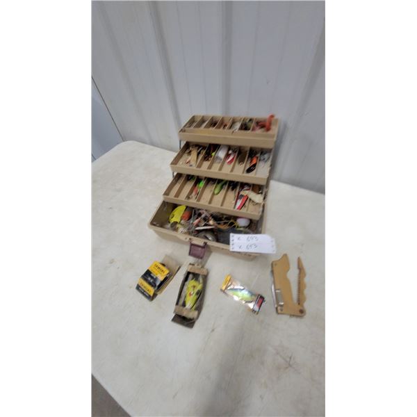 Old Pal 1060 Cantilever Tackle Box with Assorted Fishing Lures, Multi-Tool, and More
