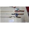 Image 2 : Lot of Five Vintage Fishing Rods and Reels Including Zebco 33 Spincast and More