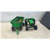Image 3 : Tonka Pressed Steel Green Farm Tractor with Gravity Wagon, Car Carrier, Jeep