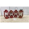 Image 1 : Lot of Four Red Cold Blast Hurricane Lanterns Including World Famous and More