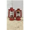 Image 2 : Lot of Four Red Cold Blast Hurricane Lanterns Including World Famous and More