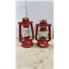 Image 3 : Lot of Four Red Cold Blast Hurricane Lanterns Including World Famous and More