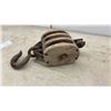 Image 5 : Vintage Wooden Quadruple-Sheave Tackle Block Pulley with Forged Iron Hook