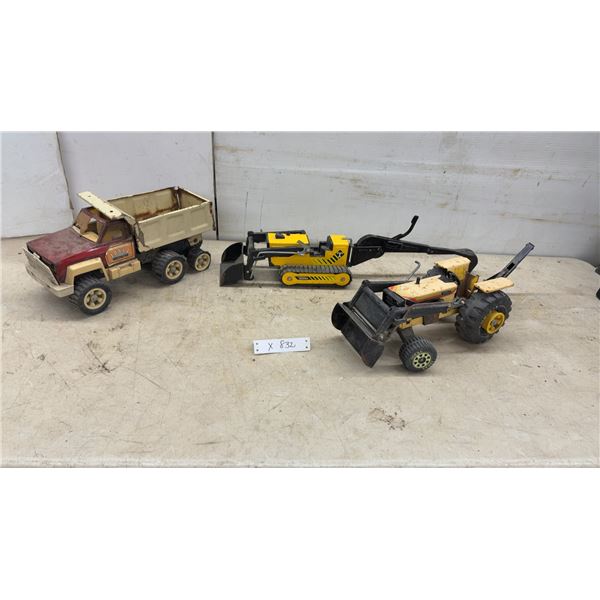 Tonka Construction Vehicles: Dump Truck, Tracked Excavator, and Front-End Loader Backhoe