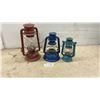 Image 1 : Lot of Three Vintage Hurricane Lanterns Including Dietz, One Converted to Electric Light