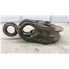 Image 4 : Pair of Vintage Cast Iron and Wood Barn Pulleys Including Simons Manufacturing Co.