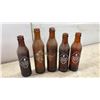 Image 5 : Lot of Vintage Amber Glass Orange Crush Ribbed Soda Bottles with Diamond Labels