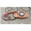 Image 3 : Two Automatic 1970's Compact Rotary Dial Telephones in Pink and Black