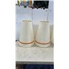Image 2 : Lot of Five Assorted Lamp Shades Including Conical with Orange Trim and Cylindrical