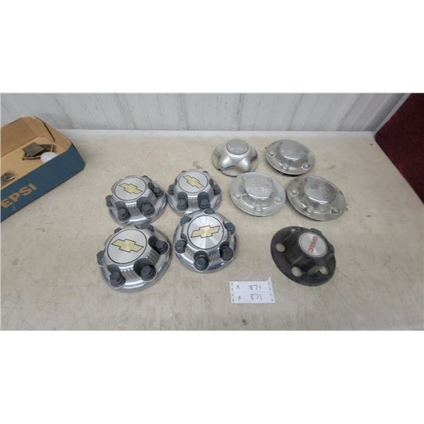 Set of Four Chevrolet Chrome Wheel Center Caps, Ford and GMC Center Caps, and More