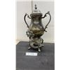 Image 1 : Silver-Plated Hot Water Urn with Ornate Spigot, Scrolled Handles, and Footed Stand