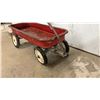 Image 3 : Vintage Red "Radio Flyer" Metal Pull Wagon with White Wheels and Rubber Tires