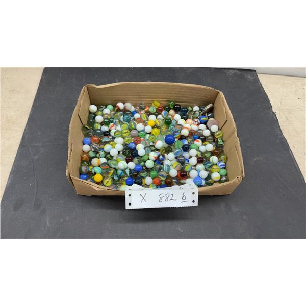 Assorted Glass Marbles Including Cat's Eye and Swirl Designs