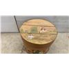 Image 2 : Hand-Painted Round Wooden Lidded Box with Folk Art Children and Outhouse Scene