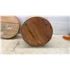 Image 8 : Hand-Painted Round Wooden Lidded Box with Folk Art Children and Outhouse Scene