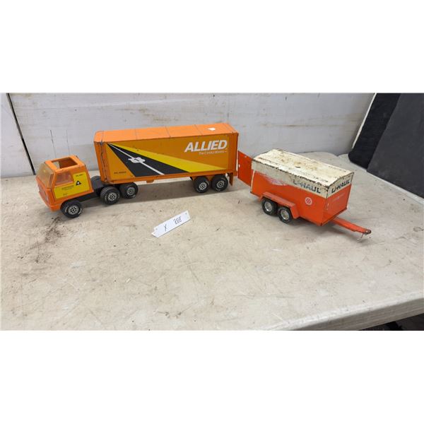 Tonka Allied Van Lines Semi-Truck and Trailer AVL 86652 and U-Haul Trailer and More